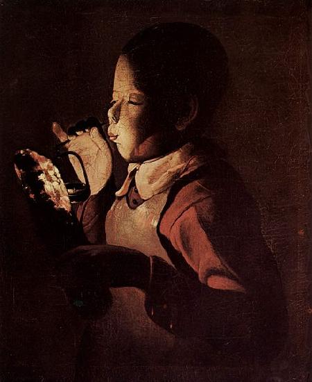 Georges de La Tour Knabe blast in eine Lampe